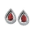 14K White Gold Mozambique Garnet and Diamond Earrings