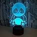 Optical Illusion 3D Panda Night Light 7 Colors Changing USB Power Touch Switch Decor Lamp LED Table Desk Lamp Brithday Children Kids Christmas Xmas Gift