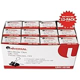 UNIVERSAL OFFICE PRODUCTS 10199VP Mini Binder Clips, Steel Wire, 1/4quot; Capacity, 1/2quot; Wide, Black/Silver, 144/Pack