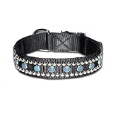 Bravo Jewel &nbsp Stud Dog Collar model 118NFSJ (Black, 1.5 in. wide and 26 in. long)