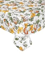 COINCASA Mantel de Mesa Nata/Verde/Amarillo 140 x 140 cm