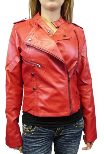 Red Motorcycle Faux Leather Jacket