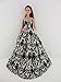 Brilliant White Gown with Black Velvet Accents on the Lace Made to Fit the Barbie Doll