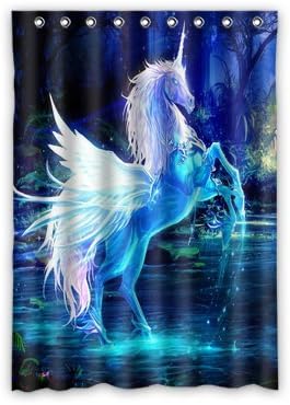 Fashion press Unicorn Water Forest Night Magic Waterproof Polyester Window Curtain 52"x 72" (One Piece) Personalized Home Decor Curtain