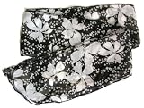 Sash Belt / Hair tie / Scarf Black & White Sparkle Floral