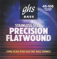 GHS Strings Electric Bass Flatwound Set (Medium Stainless Steel, 4-String, Long Scale)