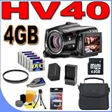 Canon VIXIA HV40 HD HDV Camcorder w/ 10x Optical Zoom BigVALUEInc Accessory Saver 4GB Battery UV Bundle