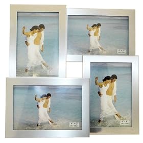 Brushed Aluminium Satin Silver Colour 4 Picture Multi Aperture Photo Frame Gift - Holds 4 photographs No. 56