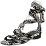 J.Renee Women's Jules Ankle-Wrap Sandal,Black/White Animal,8 M
