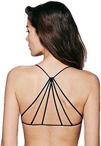 Women Sexy Strappy Crop Tank Tops Bustier Cutout Padded Bra Cami Sports Bra