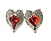 VAGA Cute Stud Earrings Dazzling Vintage Style Bronze Colored Angel Wings Wrapped Around Heart Earrings,ear Studs With Red Rhinestones Crystals Gemstones, Red Heart Shapes Stud Earrings