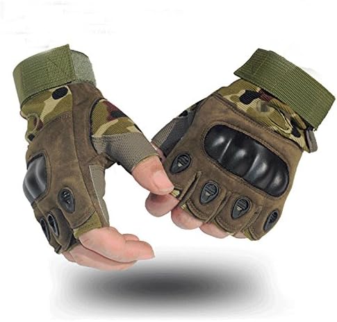 Syarin Tactical Military Gloves Protective Hard Knuckle Men Breathable Outdoor Fishing (Camouflage, M)