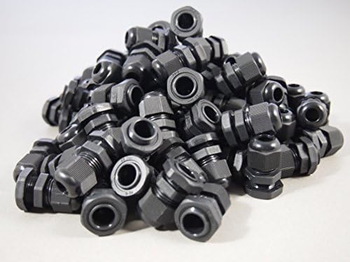PG9 Black Nylon Waterproof Cable Connector Gland 4-8 mm 50pcs (PCGPG09B)