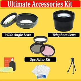 WIDE ANGLE MACRO LENS + 2X TELEPHOTO LENS + 3 PC. FILTER KIT FOR THE Panasonic Lumix DMC-FZ28 DMC-FZ18 With Tube Adapter.KIT ALSO INCLUDES LENS CLEANING KIT AND LCD SCREEN PROTECTORS ++MORE !!: Camera &amp; Photo