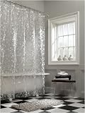 Frosted White Ice Circles Clear Vinyl Shower Curtain