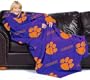 NCAA Clemson Tigers Adult Comfy Throw, Officially Licensed Blanket with Sleeves by Northwest "Repeat" Design