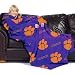 NCAA Clemson Tigers Adult Comfy Throw, Officially Licensed Blanket with Sleeves by Northwest "Repeat" Design
