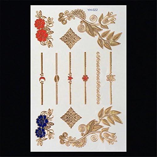 New Release 3d Gold Metallic Temporary Tattoo, Rose, Bracelet