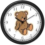 Plain Teddy - Bear Animal Wall Clock by WatchBuddy Timepieces (Black Frame)