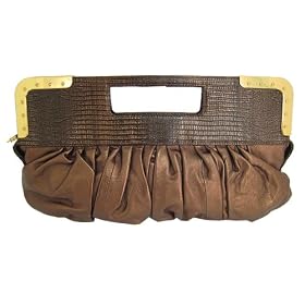 BCBGMAXAZRIA Metallic Croc Clutch Purse in Bronze