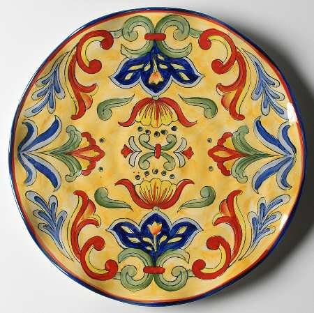 Maxcera Corp Yellow Talavera Dinner Plate, Fine China Dinnerware