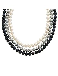Sterling Silver 8-8.5mm Fw Cult. Pearl White/Black/Grey Necklace