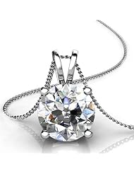 Platinum 4 Prong 1/2ctw Round Diamond Solitaire Pendant on 18 Cable Chain through V shaped bail 1/2 CTW