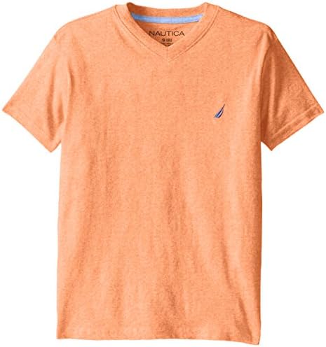 Nautica Big Boys' Jersey Solid V-Neck Tee, Orange, Medium