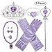Princess Dress Up Party Accessories for Princess Costume Gloves Tiara Wand Necklace Earrings Bracelet and Ring (Purple Gift Set of 7, 9pcs)