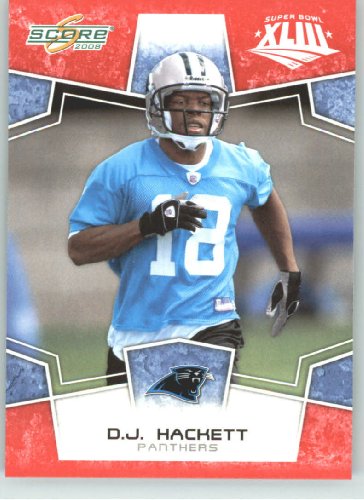 2008 Donruss / Score Limited Edition Super Bowl XLIII # 48 D.J. Hackett - Carolina Panthers - NFL Trading Card in a Prorective Screw Down Display Case