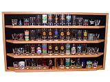60 Shot Glass/Shooter Display Case - Open Face Rack Cabinet Holder - Natural