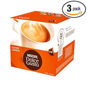 Nescafe Dolce Gusto for Nescafe Dolce Gusto Brewers, Caffe Lungo, 16-Count Capsules (Pack of 3)