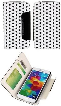 Linycase 2in1 Colorful Polka Dot PU Leather Travel Wristlet Wallet Clutch Flip Case Pouch for Samsung Galaxy Note III,White/Black