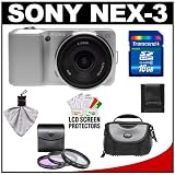 Sony Alpha NEX-3 Digital Camera Body & E 16mm f/2.8 Compact Interchangeable Lens (Silver) with 16GB Card + Battery + Case + Accessory Kit