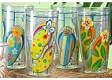 Tropix 23 oz. Set of Four Lazy Flops Tumblers