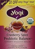 Yogi Tea Spice Probiotic Balance, Cranberry, 16 Count (Pack of 6)