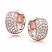 5 Five Row Pave Cubic Zirconia Wide Huggie Hoop Earrings For Women Rose Gold Plated .925 Sterling Silver