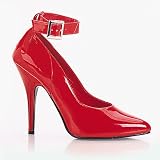 5 Inch Women's Sexy High Heel Shoes Classic Pump Shoes With Ankle Strap Red Patent
