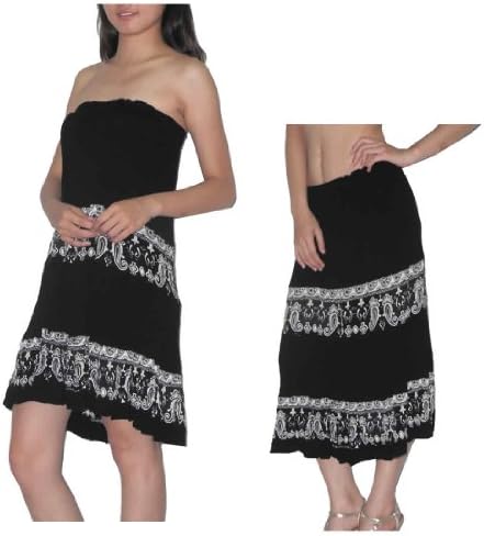 Womens Gathered Bodice Crinkle Summer Dress or Skirt Black & White