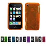 ORANGE Apple iPhone 3G 3Gs 8GB 16GB 32GB FLORAL Transparent Jelly Silicone  ....