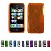 ORANGE Apple iPhone 3G 3Gs 8GB 16GB 32GB FLORAL Transparent Jelly Silicone Skin Case Cover + Free Screen Protector (Many Colors Available)