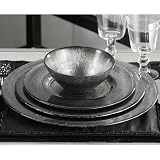 Set of 6 Glass Salad Plates in Antique Silver