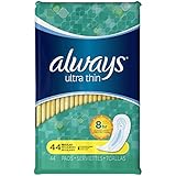 Always Ultra Thin Regular Without Wings, Thin Pads 44 Count (Pack of 3)