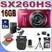 Canon PowerShot SX260HS SX260-HS 12.1 MP CMOS Digital Camera with 20x Image Stabilized Zoom 25mm Wide-Angle Optical Lens and 1080p HD Video (Red)  Premium Bundle 16 GB Memory Card, Two NB6L Battery, Battery Charger, Card Reader, Carrying Case, Mini Tripod And More!!!!