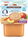 Gerber Second Foods Peach Oatmeal, Mango, 3.5 oz, 2 count,  (Pack of 8)