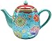 Certified International Tea Pot Ceramic Blue, Tunisian Sunset Collection, 40 Ounces