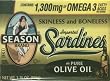 Season Skinless and Boneless Sardines in Olive Oil, 3.75-Ounce Tins (Pack of 5)