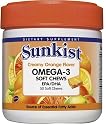 Sunkist Omega-3 EPA/DHA Soft Chews, Creamy Orange, 50-Count Tubs (Pack of 2)