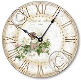 Item C2040 Vintage Shabby Style 10.5 Inch Butterfly & Clover Blossoms Clock