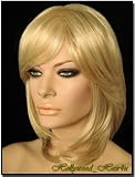 Hollywood_hair4u – Short Face Framing layered Kanekalon Synthetic 24B/613 Platinum Blond and Golden Blond Mix Wig with Bangs *NEW*